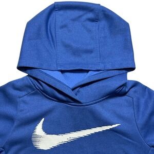 Nike Therma-FIT Kids Pullover Hoodie Sweatshirt Blue White Logo Size 4-5 Small‎